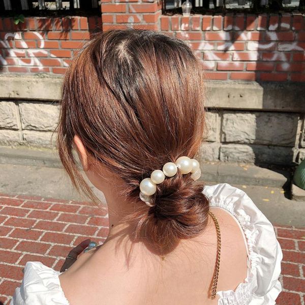 

korean romantic pearl scrunchie ornament hair decoration bracelet women girls hair rubber bands accessories rope headdress