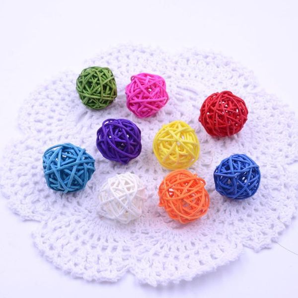 

decorative flowers & wreaths 2021 20pcs/lot 3cm straw ball for birthday party wedding decoration rattan decor christmas home ornament suppli