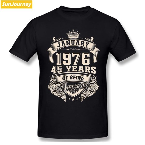 

custom logo born in january 1976 45 years of being awesome t shirt oversize cotton short sleeve men t shirt sport hooded sweatshirt hoodie