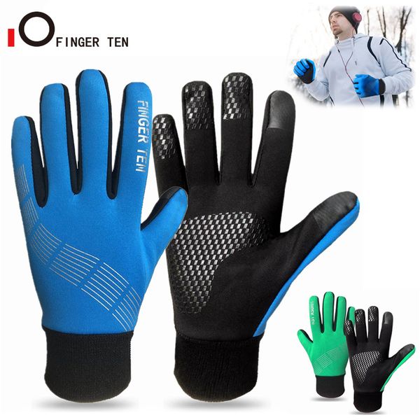 

new design waterproof windproof running gloves men women touch screen comfortable for cycling hiking climbing, Blue;gray