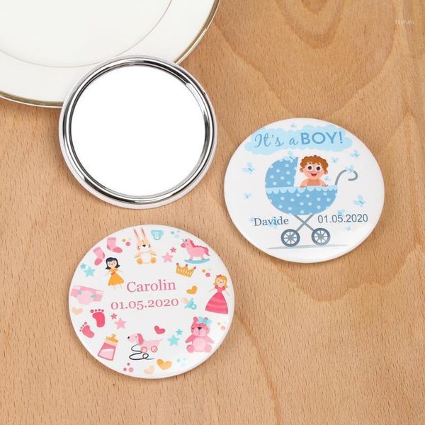 

diameter 75mm personalized name date customized logo make up mirror baby shower souvenirs birthday gifts party decorations kids1