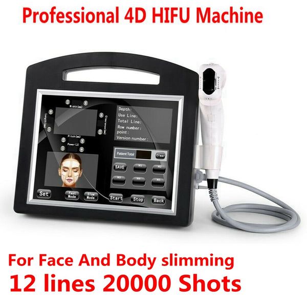 Macchina HIFU 3D 4D 12 linee 20000 colpi Ultrasuoni focalizzati ad alta intensità Face Lift Rimozione delle rughe Corpo dimagrante