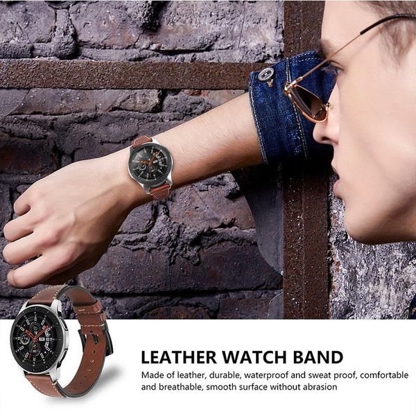 

heakhide кожаный ремешок для часов 22 мм для samsung galaxy watch 46 мм для часов huawei watch gt 22 мм женщин для наблюдения за ребенком дл, Black;brown