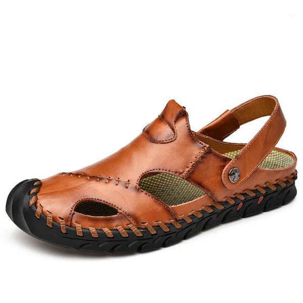 

sandals sandalia masculina summer men large size handmade sewing casual sandalias leather cowhide1, Black