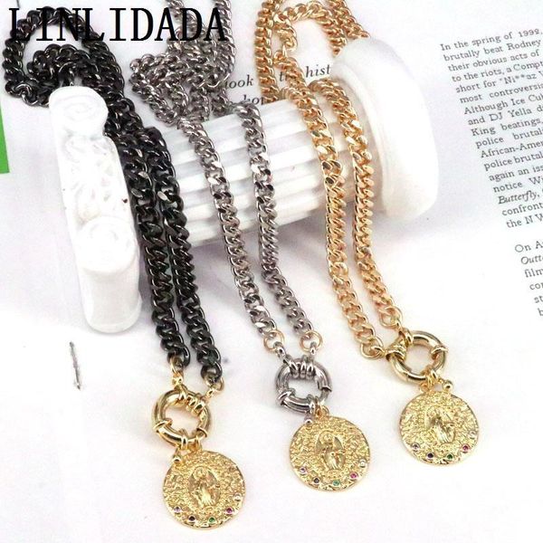 

chains 5pcs religion pendant necklace zircon jewelry for women mix colors link chain collar women1, Silver