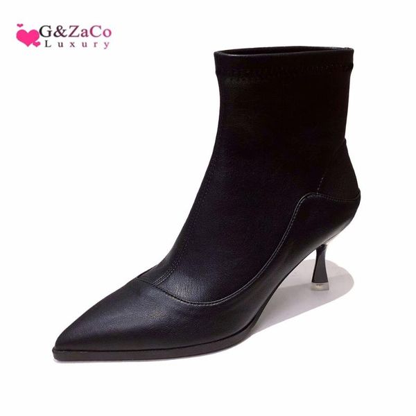 

boots autumn winter black low heel female pointed ankle stiletto thin heels women's shoes y6922-1