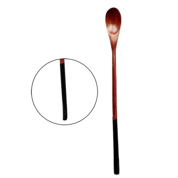 

1pc wood spoon long handled honey coffee tea spoon kids rice dessert spoon wooden teaspoon tableware natural h bbyprs