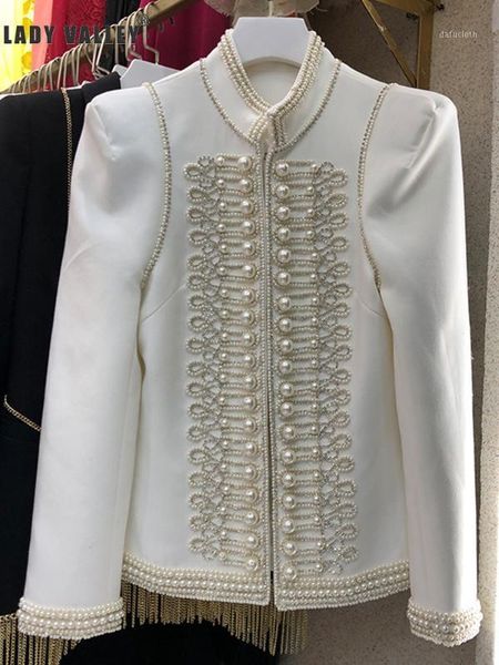 

small fragrance heavy craft beaded diamond stand collar fashion jacket spring personality temperament 1, Black;brown