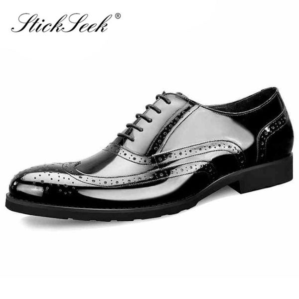 

new luxury patent leather formal dress wingtip brogue shoes handmade carved men's banquet welted wedding party oxfords sk142, Black