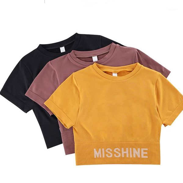 

yoga outfits solid color vital seamless shirt women fitness short sleeve crop workout shirts gym clothes sports running t-shirts xn1, White;red