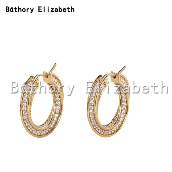 

ювелирные aretes elizabety геометрическая twist круг циркон серьги для женщин золото хооп серьги мода подиум марка, Golden;silver