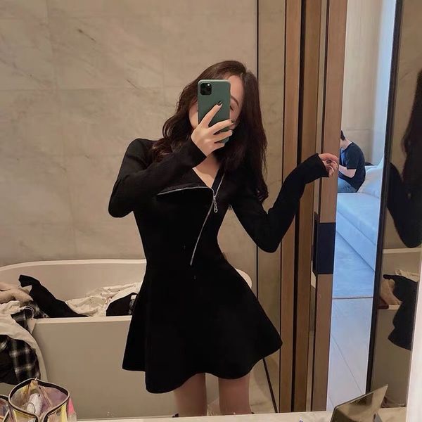 

wnpto dress fashion fashion in early autumn of 2020 dress dresstemperament style goddess dresssuper fairy little black new inside fhoei, Black;gray