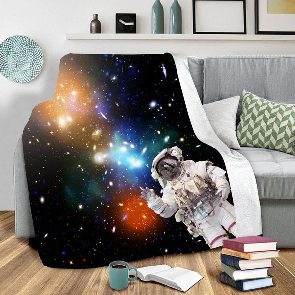 

galaxy астронавт 3d printed флис одеяло для кровати туризма пикника толстых quilt модного покрывала sherpa throw одеяла 02