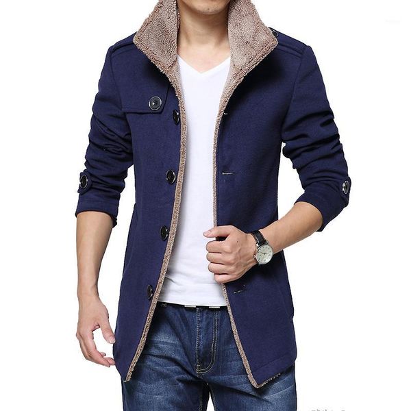 

2019 fashion brand men winter jacket single breasted stand collar slim fit mens pea coat casual men long coat xxxxl1, Tan;black