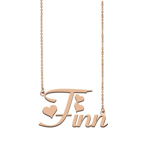 

finn custom name necklace personalized pendant for women girls birthday gift friends jewelry 18k gold plated stainless steel, Silver