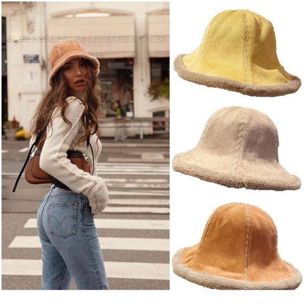 

fashion autumn winter women faux fu bucket hat thickened soft warm fishing cap for girl outdoor vacati qylqhv, Blue;gray