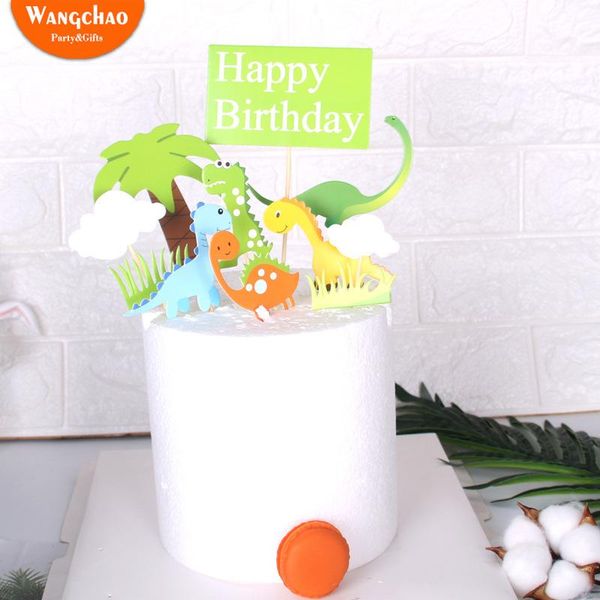 

cute dinosaur cake er coconut tree happy birthday cake decoration green grass kids party supplies accessories