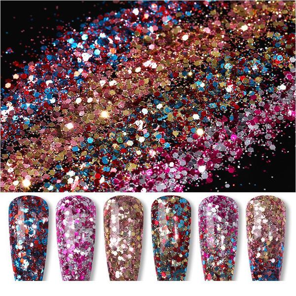 

1 box holographics nail sequins sparkly glitter powder geometric round ultra thin slices paillette dust diy nail art de jllwzq, Silver;gold