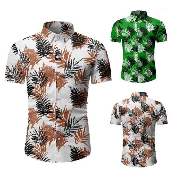 

men's brand new summer creative fashion personality hawaii beach resort short sleeve printed business casual shirt mens shirts1, White;black