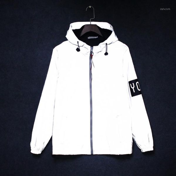 

40#reflective jacket men/women harajuku windbreaker jackets hooded streetwear coat casual clothes jacket new fashion 20211, Black;brown