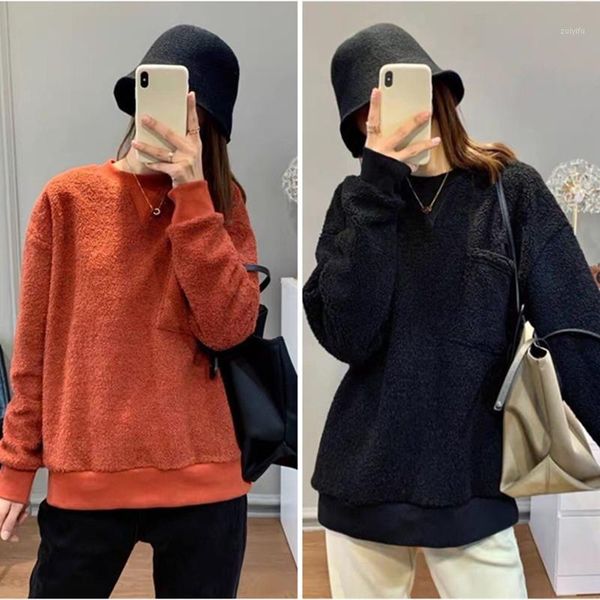 

thick women's new round neck loose sweatshirt1, Black
