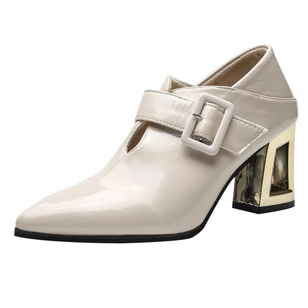 

2020 fashion ladies high heels shoes women pumps black beige pointed toe heeled shoes woman squae heel a2822 #lf4l