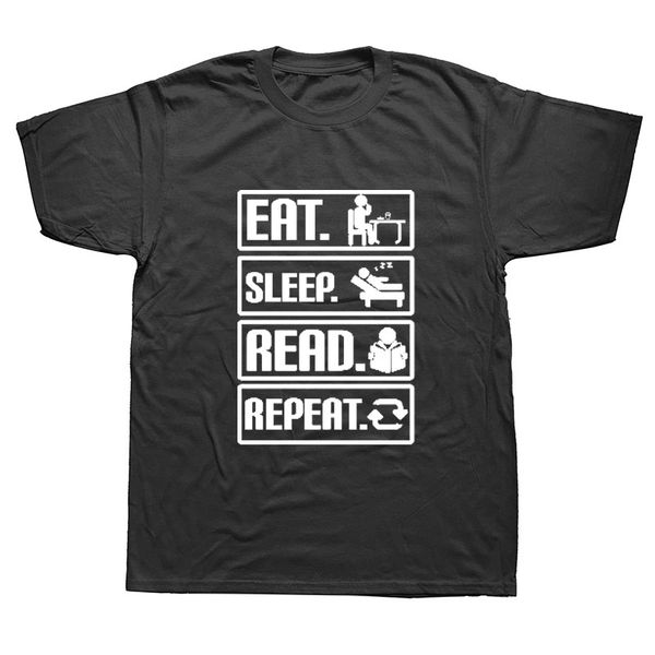 

мода мужская с коротким рукавом футболка хлопок eat sleep read repeat смешные чтение книг футболка спортивная с капюшоном hoodie
