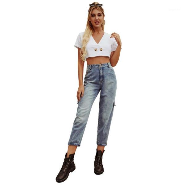 

factory sale push up high waist jeans plus size spring autumn cotton straight leg jeans woman1, Blue