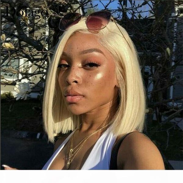 

613 blonde full lace bob wigs human hair straight virgin brazilian hair pre plucked glueless colorful blonde lace front wigs short bob, Black;brown