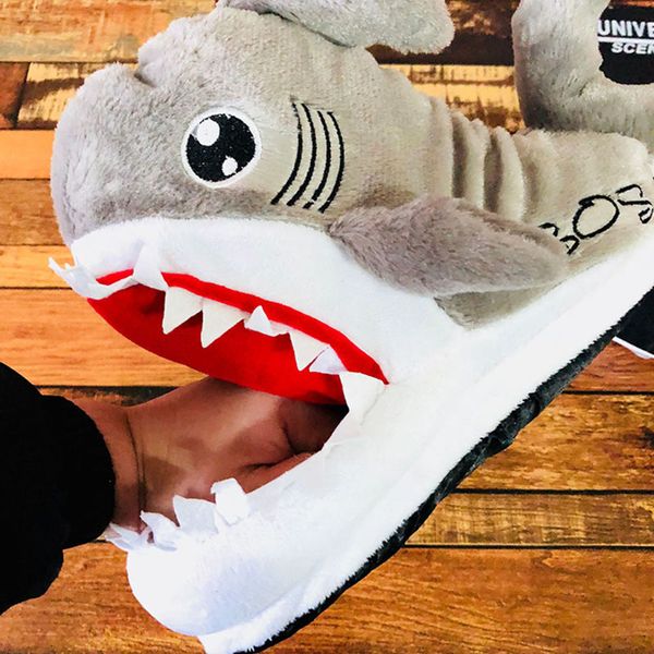 

winter slippers women and men fashion shark slipper cotton warm indoor slippers lovely cartoon women slippers no.114 x1020, Black