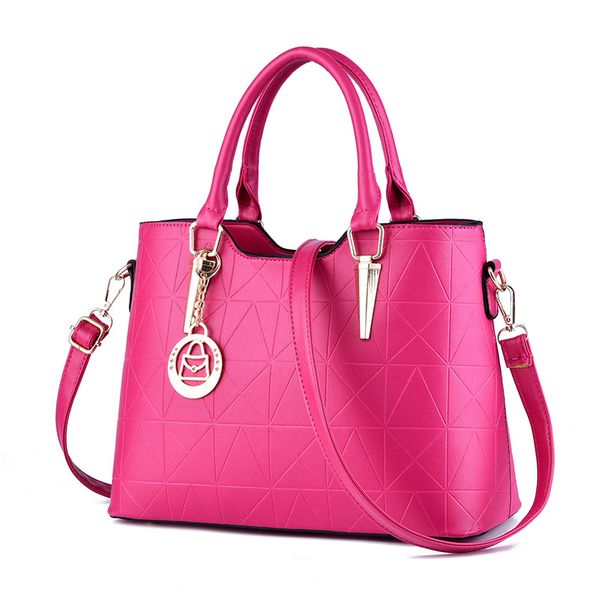 

hbp new fashion women bag pu leather bag large capacity shoulder bags casual tote simple handle handbags rosered color
