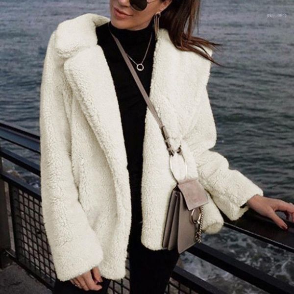 

new autumn winter women faux fur coat loose warm soft fur jacket elegant female plush overcoat casual outerwear plus size 2xl1, Black