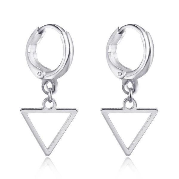 

hoop & huggie 1pair hollow triangle gold earrings for women fashion pendientes female geometry jewelry e80, Golden;silver