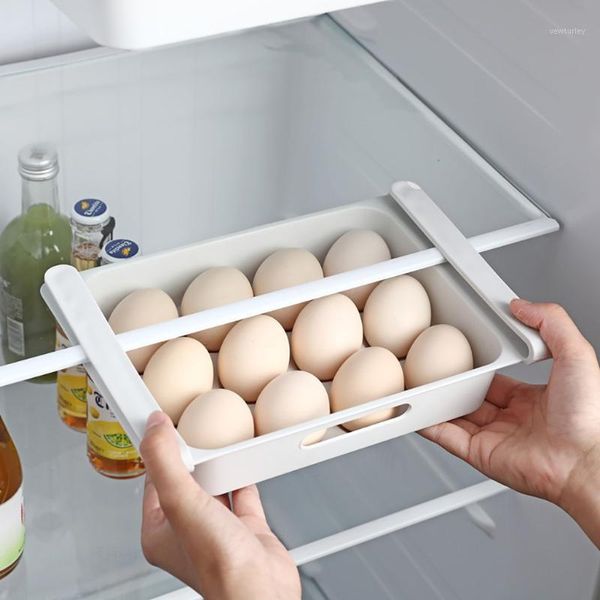 

storage bottles & jars adjustable kitchen egg organizer rack box fridge er shelf holder pull-out drawer space saver organizer1