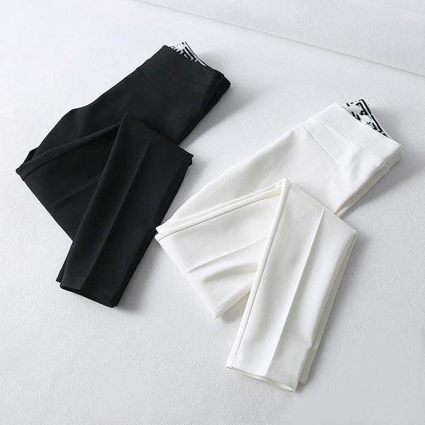 

plus size stretch pants for woman 2020 new slim temperament casual legins pants office lady all-match basic trousers white black, Black;white