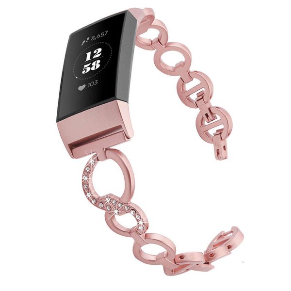 

suitable for fitbit charge 34 smart bracelet, metal stainls steel o-type chain strap with diam