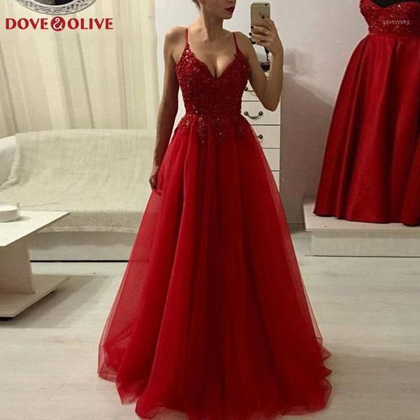 

party dresses red a-line prom 2021 v-neck appliques sequins spaghetti straps formal women evening vestidos de gala1, White;black