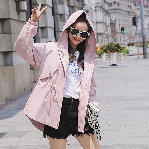 

2020 new korean version student spring autumn casual windbreaker female bf loose large size short coat tide cc870, Black;brown