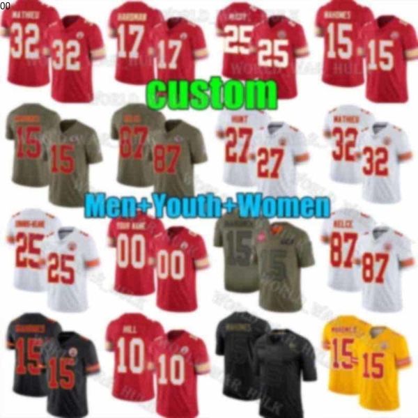 

2020 new men women youth 55 frank clark custom kansas city chief 15 patrick mahomes 87 travis kelce tyreek hill football jerseys, Black;red