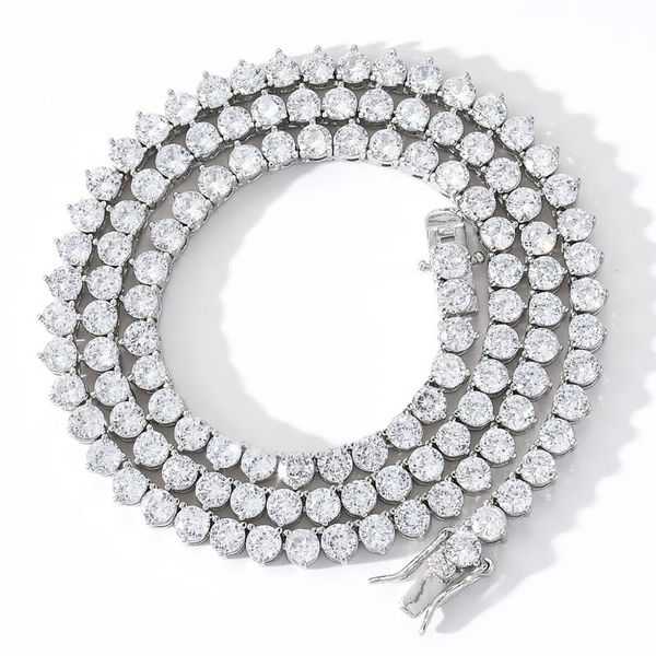 

4mm iced out 1 row 3 tennis chain cubic zirconia necklace hip hop gold and silver color copper material men jewelry gifts