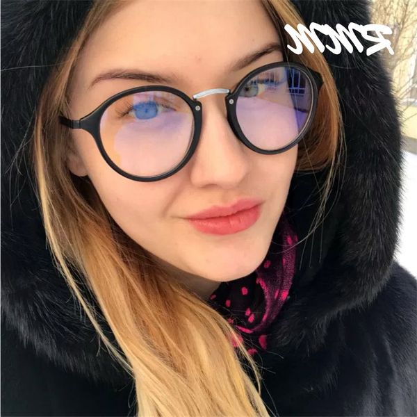 

blue transparent light computer female spectacles round women's eyeglasses optical glasses frame
