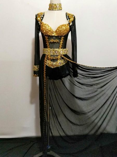 

women glisten rhinestones black costume bodysuit shining crystals tassel stertch leotard female singer dj outfit party celebrate1, Black;white