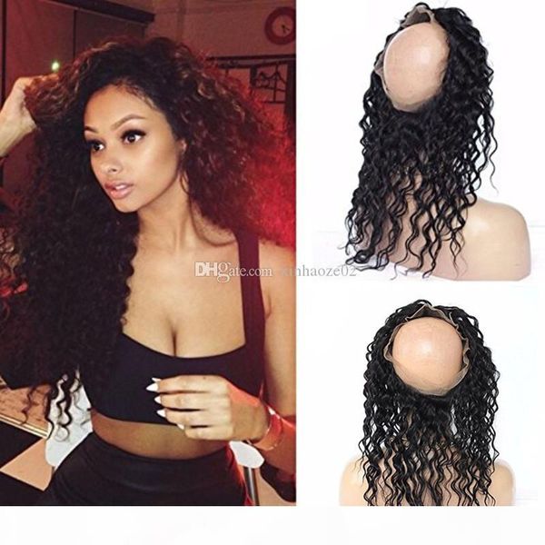 

pre plucked 360 lace frontal closure 8a lace frontals with baby hair natural hairline peruvian deep wave 360 lace virgin hair, Black;brown