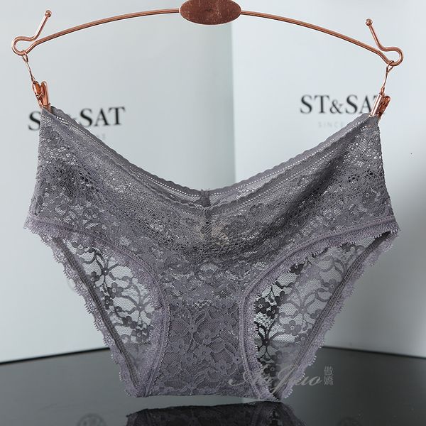 

lace transparent allure women's low waist triangle underwear without trace, Black;pink