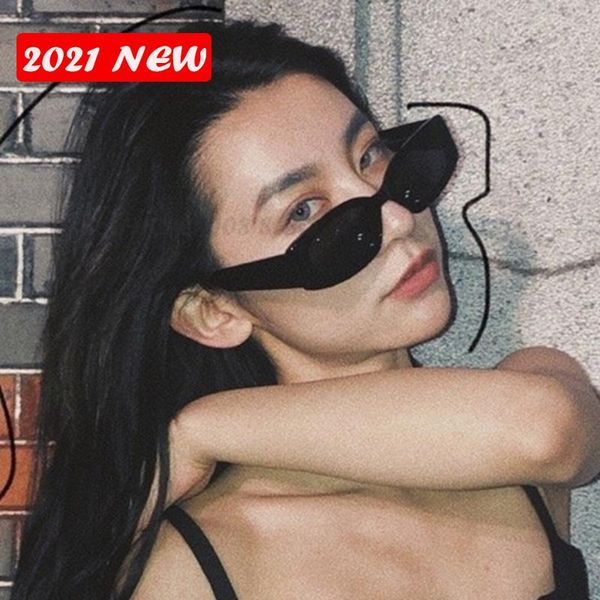 

2021 vintage small rectangle sunglasses women brand designer retro sun glasses female candy color eyewears uv400 e138, White;black