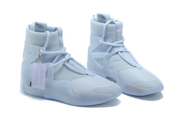 

white x fear of god 1 pure platinum triple white men basketball designer shoes sneaker fog 1 off mens designer trainer with box, White;red
