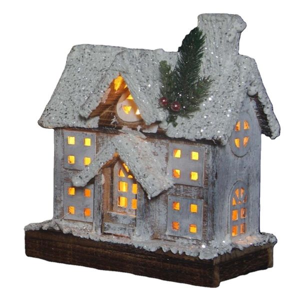 

led wooden with factory house christmas decoration light