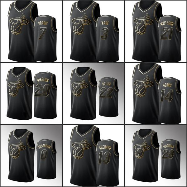 

miami heat men hassan whiteside dwyane wade jimmy butler tyler herro bam adebayo andre iguodala nba black golden edition jersey
