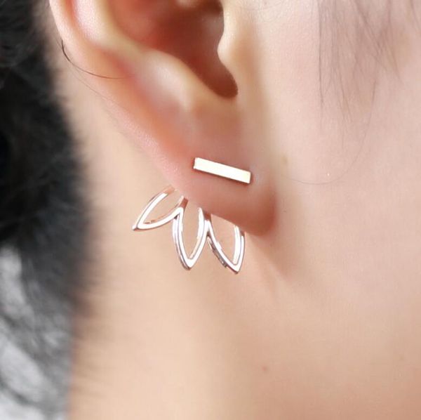 

korean hollow out lotus flower stud earrings ear hook stud jewelry fashion statement jewelry earring for women crown earrings 2 colors, Golden