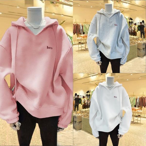 

0jhig autumn letter winter coat embroidered sweater 2020 and korean style loose embroidered new sweater hooded coat women's ins thin in, Black